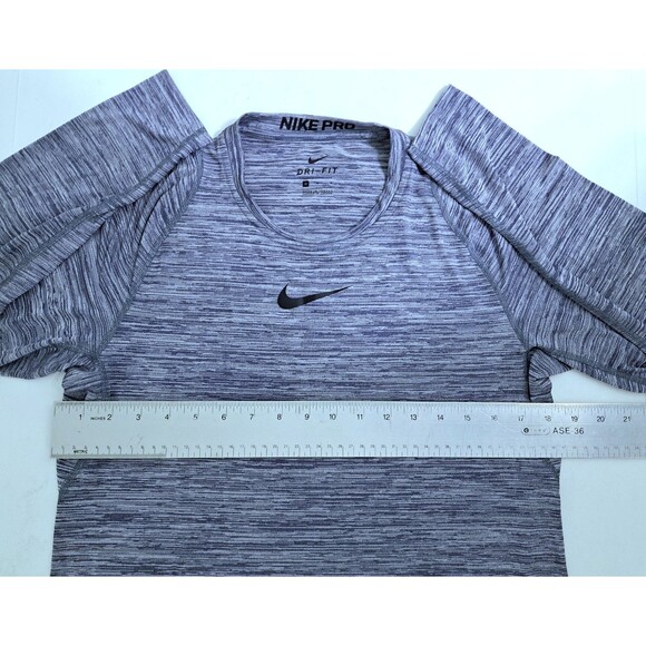 Nike Pro Drifit Mens Medium Performance Long Sleeve Heather Blue Gray Tshirt - Picture 9 of 11